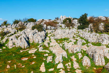 Karst landscape in El Torcal de Antequera natural park, Andalusia, Spainの写真素材