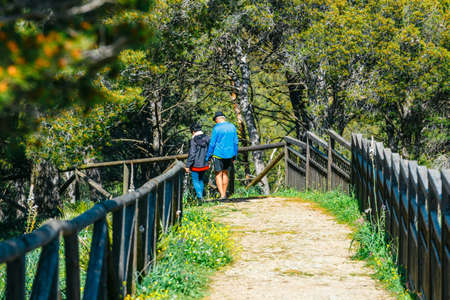 Sierra de las Nieves, Spain, April 04, 2018: unknown people visit the viewpoint inSierra de Las...
