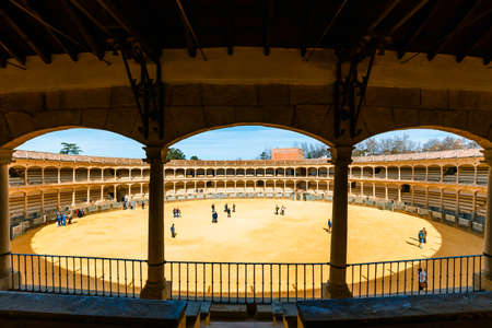 Ronda, Spain, April 05, 2018: Bullring in Ronda is one of the oldest and most famous bullfighting arena in Andalusia, Spainのeditorial素材