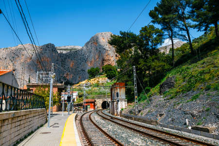 railway station in the village of el chorro at the end of trail of Caminito Del Rey, Spainの写真素材