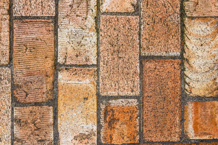 Wall of big brown bricks, close upの写真素材