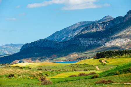 mountain landscape near El Chorro Gorge, Andalusia, Spainの写真素材