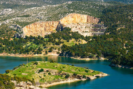 Beautiful mountain landscape near El Chorro Gorge, Andalusia, Spainの写真素材