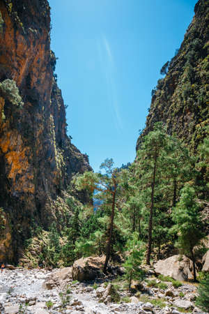 Hiking path through Samaria Gorge in Central Creteの写真素材