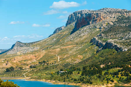 Beautiful mountain landscape near El Chorro Gorge, Andalusia, Spainの写真素材