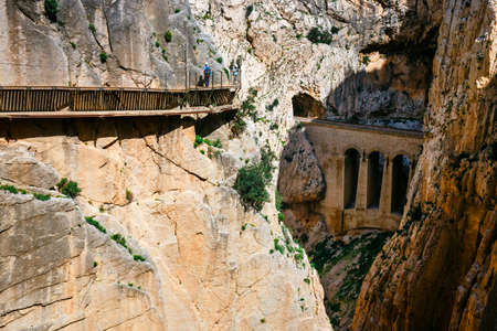 Caminito Del Rey - mountain path along steep cliffs in Andalusia, Spainの写真素材