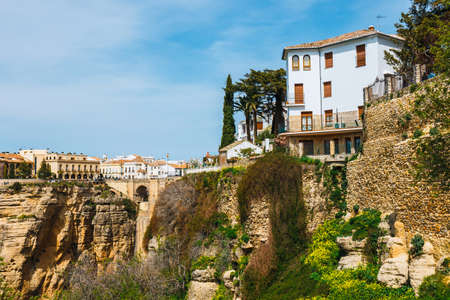 The famous stone bridge in Ronda, Andalusia, Spainの写真素材