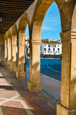 Architectural details, typical street in historic district of Ronda, Spainの写真素材