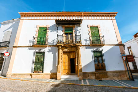 Architectural details, typical street in historic district of Ronda, Spainの写真素材