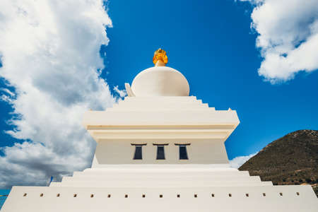 Stupa in Benalmadena, Spain. exterior view of a buddhist templeの写真素材