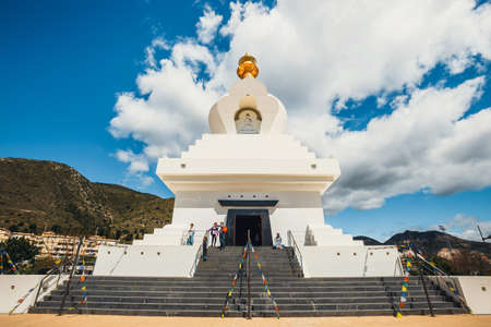 Benalmadena, Spain, April 08, 2018: Stupa in Benalmadena, Spain. exterior view of a buddhist templeのeditorial素材