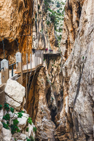 Caminito del Rey, Spain, April 04, 2018: Caminito Del Rey - mountain path along steep cliffs in Andalusia, Spainのeditorial素材