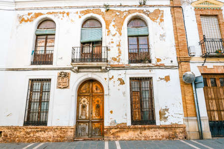 Architectural details, typical street in historic district of Ronda, Spainの写真素材