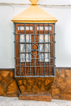 Architectural details, typical street in historic district of Ronda, Spainの写真素材