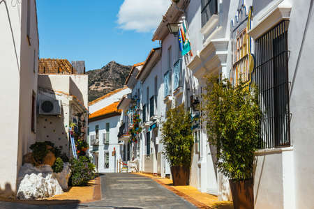 Mijas, Spain, April 08, 2018: Mijas is a charming white village in Andalusia with white houses, Spainのeditorial素材