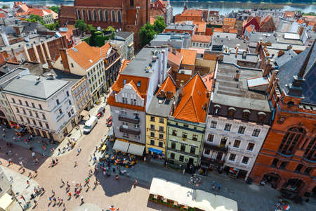 Torun, Poland - June 01, 2018: Aerial view of historical buildings and roofs in Polish medieval town Torun, Poland. Torun is the place where the Nicolaus Copernicus was bornのeditorial素材