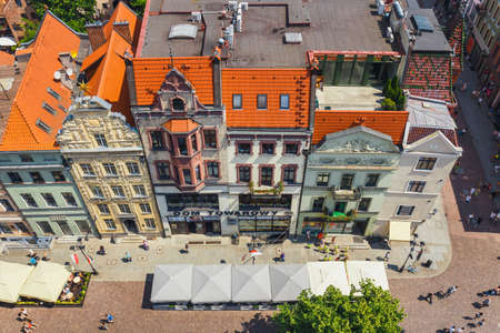 Torun, Poland - June 01, 2018: Aerial view of historical buildings and roofs in Polish medieval town Torun, Poland. Torun is the place where the Nicolaus Copernicus was bornのeditorial素材