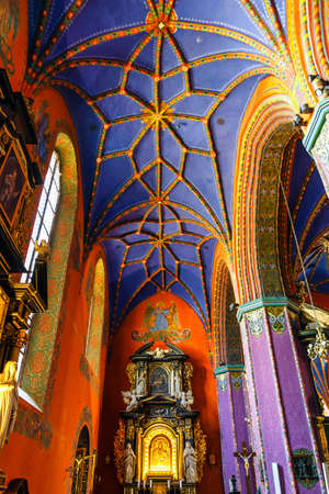 BYDGOSZCZ, POLAND - June 01, 2018: Interior of the Catholic church built in the fifteenth century in the Gothic styleのeditorial素材