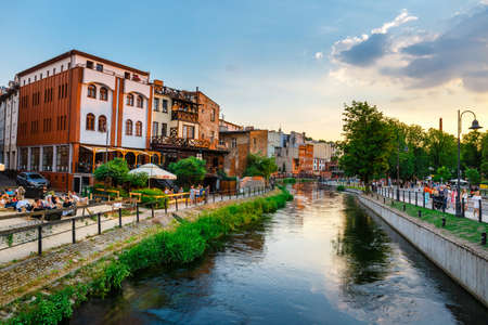 Bydgoszcz, Poland, May 31, 2018: Architecture of Mill Island in Bydgoszcz city at Brda river, Polandのeditorial素材