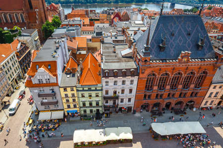 Torun, Poland - June 01, 2018: Aerial view of historical buildings and roofs in Polish medieval town Torun, Poland. Torun is the place where the Nicolaus Copernicus was bornのeditorial素材