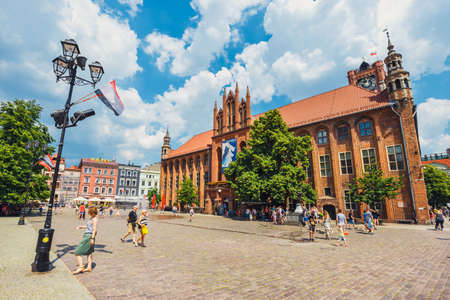 Torun, Poland - June 01, 2018: Main square in old town of Torun. Torun is birthplace of the astronomer Nicolaus Copernicus.のeditorial素材