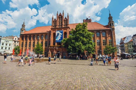 Torun, Poland - June 01, 2018: Main square in old town of Torun. Torun is birthplace of the astronomer Nicolaus Copernicus.のeditorial素材