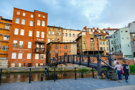 Bydgoszcz, Poland, May 31, 2018: Architecture of Mill Island in Bydgoszcz city at Brda river, Polandのeditorial素材