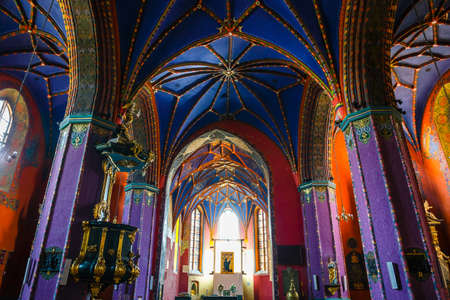 BYDGOSZCZ, POLAND - June 01, 2018: Interior of the Catholic church built in the fifteenth century in the Gothic styleのeditorial素材