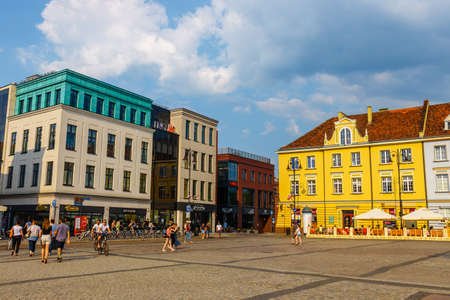 Bydgoszcz, Poland, May 31, 2018: Old town in Bydgoszcz. Bydgoszcz is architecturally rich city, with neo-gothic, neo-baroque, neoclassicist styles present, for which it earned a nickname Little Berlinのeditorial素材
