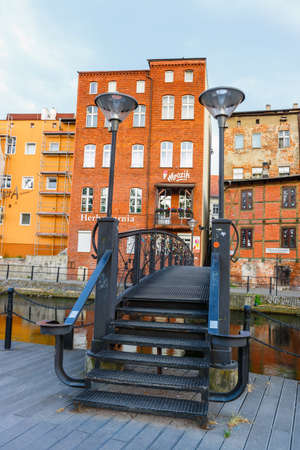 Bydgoszcz, Poland, May 31, 2018: Architecture of Mill Island in Bydgoszcz city at Brda river, Polandのeditorial素材