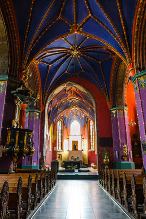 BYDGOSZCZ, POLAND - June 01, 2018: Interior of the Catholic church built in the fifteenth century in the Gothic styleのeditorial素材