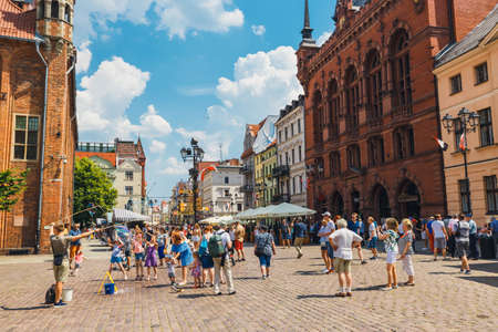 Torun, Poland - June 01, 2018: Main square in old town of Torun. Torun is birthplace of the astronomer Nicolaus Copernicus.のeditorial素材