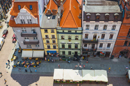 Torun, Poland - June 01, 2018: Aerial view of historical buildings and roofs in Polish medieval town Torun, Poland. Torun is the place where the Nicolaus Copernicus was bornのeditorial素材
