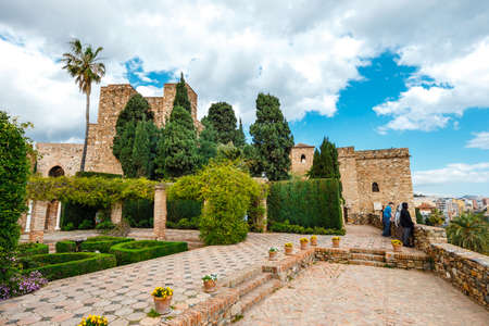 Malaga, Spain, April 03, 2018: Gibralfaro castle (Alcazaba de Malaga) in Malaga, Costa del Sol, Spainのeditorial素材