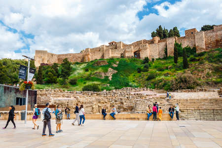 Malaga, Spain, April 03, 2018: The fortress Alcazaba withe ruins of roman theater, Malaga, Spainのeditorial素材