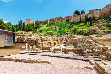 Malaga, Spain, April 03, 2018: The fortress Alcazaba withe ruins of roman theater, Malaga, Spainのeditorial素材