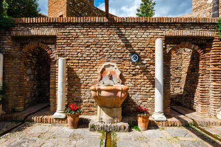 courtyard of alcazaba castle in Malaga, Costa del Sol, Spainの写真素材