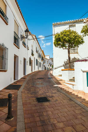 charming white village in Andalusia with white houses, Spainの写真素材