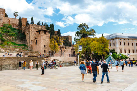 Malaga, Spain, April 03, 2018: The fortress Alcazaba withe ruins of roman theater, Malaga, Spainのeditorial素材