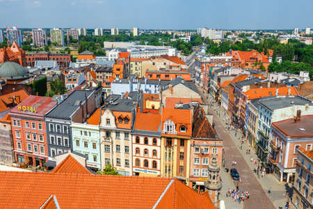 Torun, Poland - June 01, 2018: Aerial view of historical buildings and roofs in Polish medieval town Torun, Poland. Torun is the place where the Nicolaus Copernicus was bornのeditorial素材