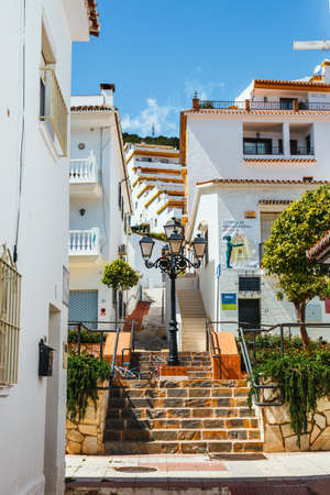 Mijas, Spain, April 08, 2018: Mijas is a charming white village in Andalusia with white houses, Spainのeditorial素材