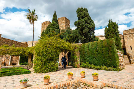 Malaga, Spain, April 03, 2018: Gibralfaro castle (Alcazaba de Malaga) in Malaga, Costa del Sol, Spainのeditorial素材