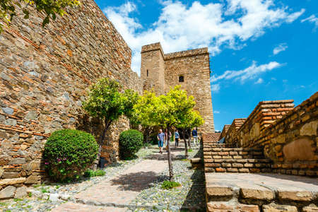 Malaga, Spain, April 03, 2018: Gibralfaro castle (Alcazaba de Malaga) in Malaga, Costa del Sol, Spainのeditorial素材