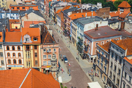 Torun, Poland - June 01, 2018: Aerial view of historical buildings and roofs in Polish medieval town Torun, Poland. Torun is the place where the Nicolaus Copernicus was bornのeditorial素材