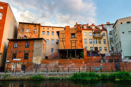 Bydgoszcz, Poland, May 31, 2018: Architecture of Mill Island in Bydgoszcz city at Brda river, Polandのeditorial素材