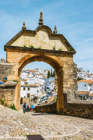 Ronda, Spain, April 05, 2018: historic buildings in old town of Ronda, Spainのeditorial素材