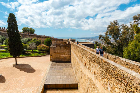 Malaga, Spain, April 03, 2018: Gibralfaro castle (Alcazaba de Malaga) in Malaga, Costa del Sol, Spainのeditorial素材