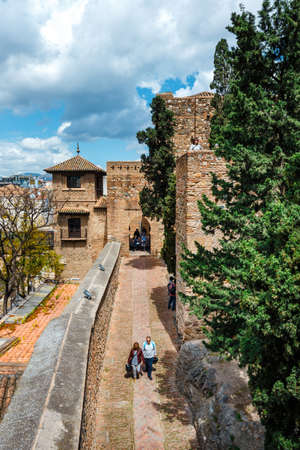 Malaga, Spain, April 03, 2018: Gibralfaro castle (Alcazaba de Malaga) in Malaga, Costa del Sol, Spainのeditorial素材
