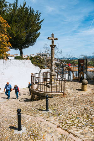Ronda, Spain, April 05, 2018: historic buildings in old town of Ronda, Spainのeditorial素材