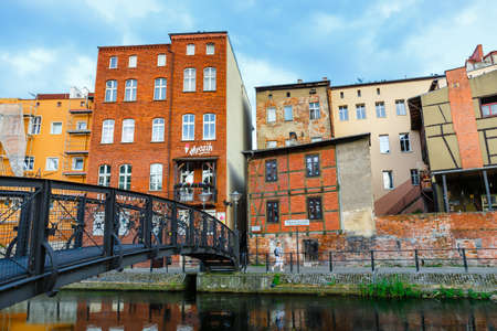Bydgoszcz, Poland, May 31, 2018: Architecture of Mill Island in Bydgoszcz city at Brda river, Polandのeditorial素材